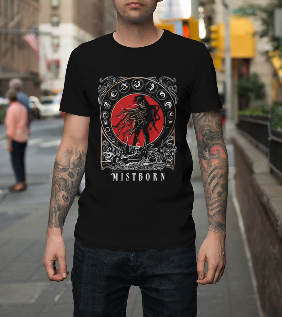 Brandon Sanderson Mistborn Gothic Fantasy Artwork With Red Circle And Symbols T-Shirt