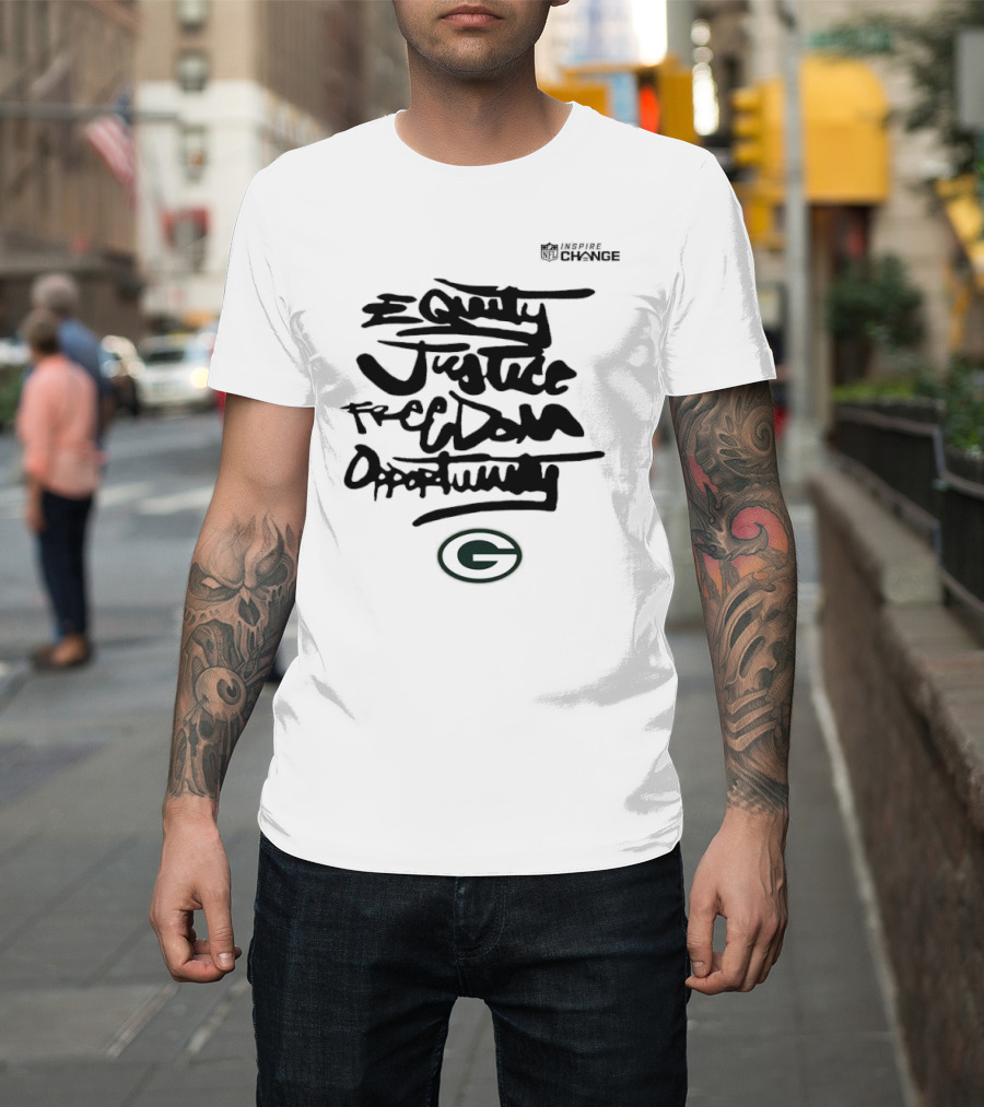 Green Bay Packers NFL Inspire Change Equity Justice Freedom Opportunity T-Shirt