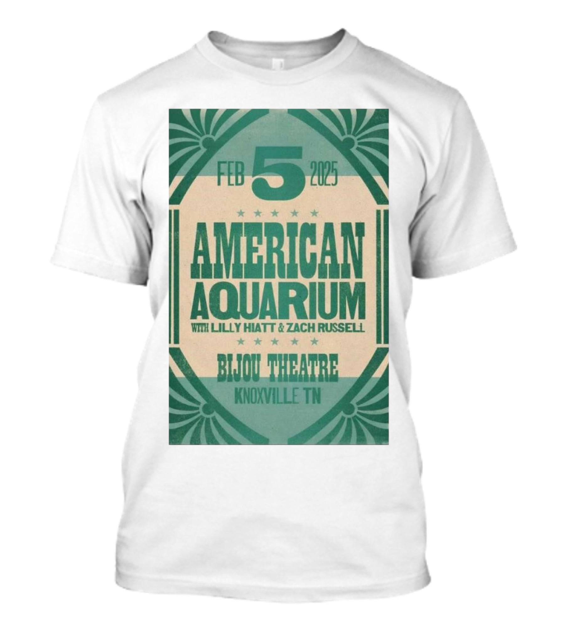 American Aquarium With Lilly Hiatt And Zach Russell Feb 5 2025 Bijou Theatre Knoxville TN T-Shirt