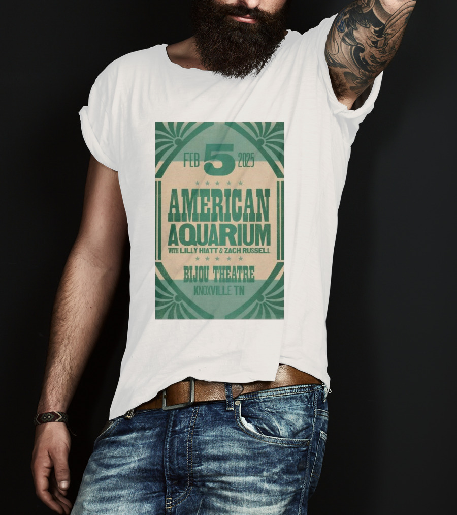 American Aquarium With Lilly Hiatt And Zach Russell Feb 5 2025 Bijou Theatre Knoxville TN T-Shirt