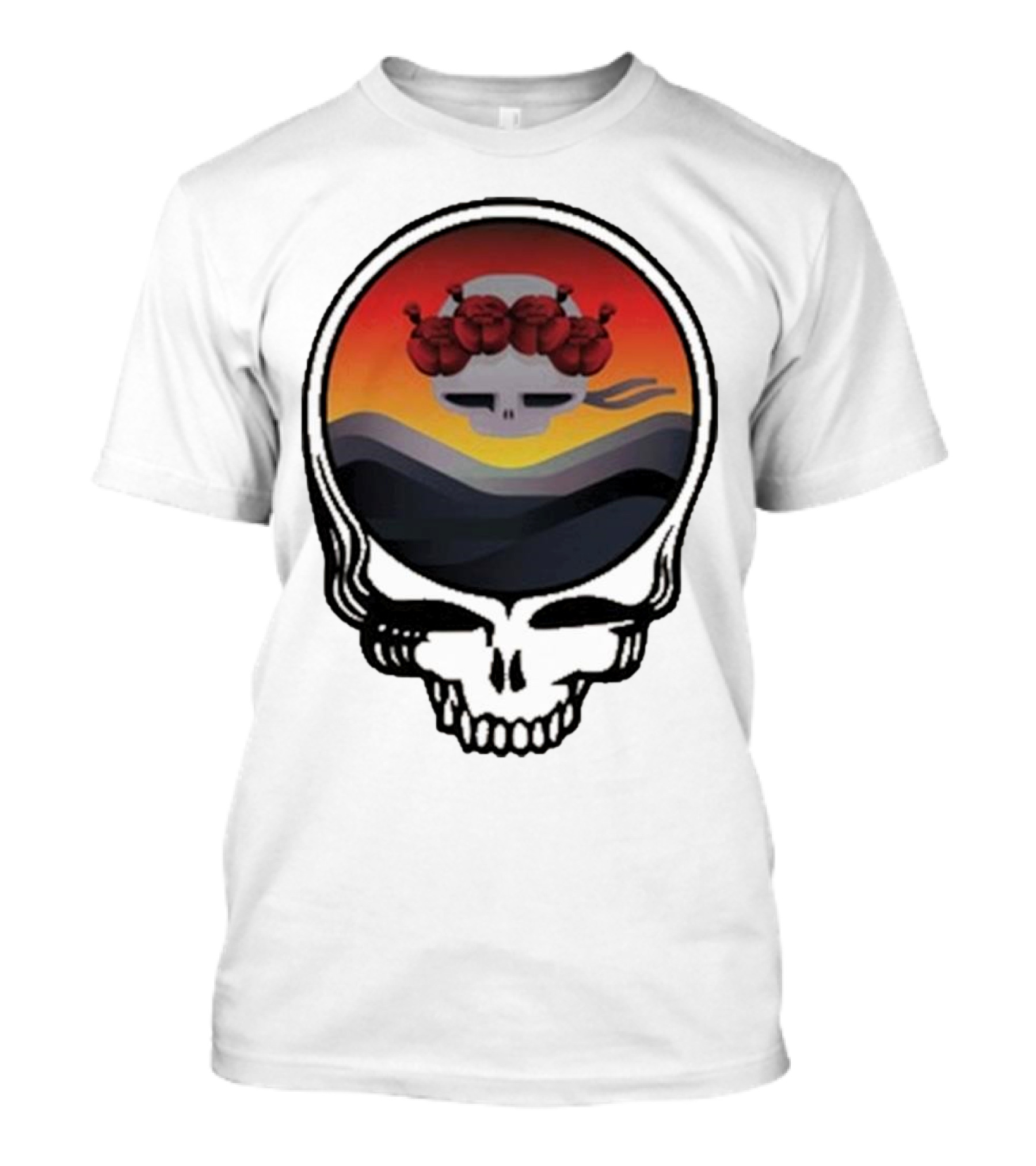 Grateful Dead The Ridge Skull Sunset With Roses T-Shirt