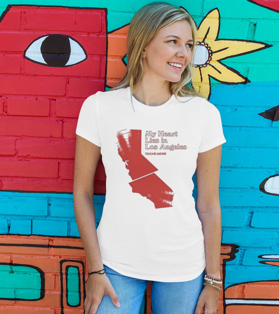 Touché Amoré My Heart Lies In Los Angeles California Map Red T-Shirt