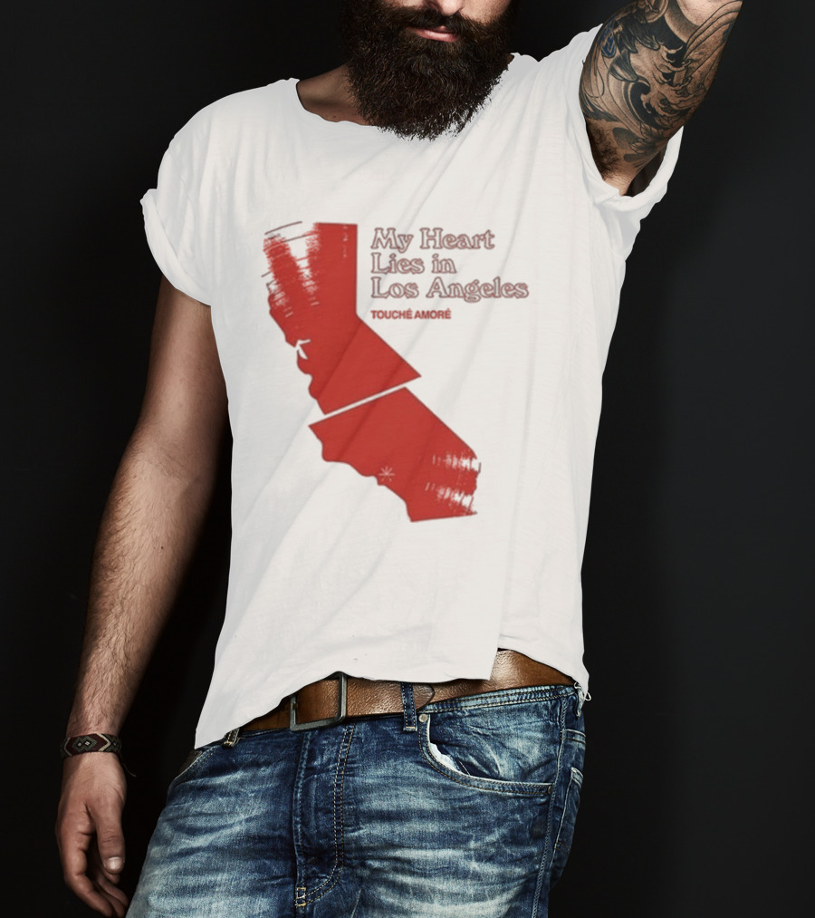 Touché Amoré My Heart Lies In Los Angeles California Map Red T-Shirt