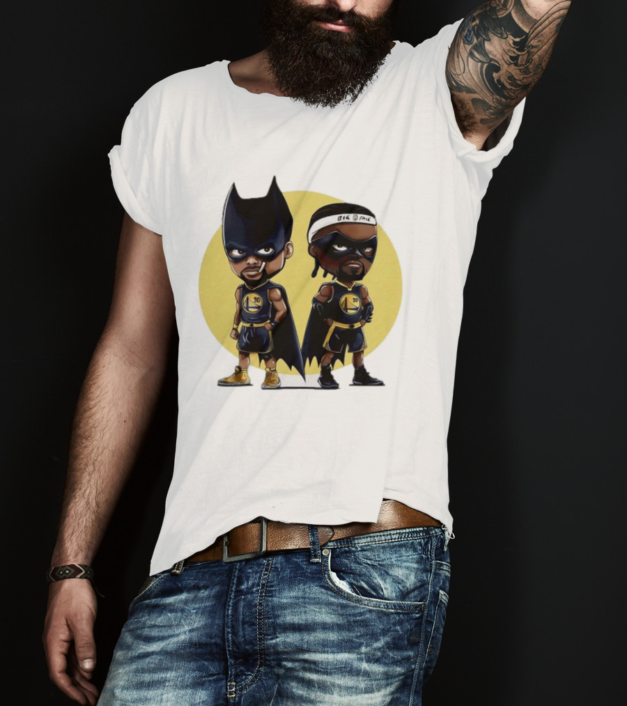 Batman And Robin Chibi Warriors 30 And Headband Duo Big Face T-Shirt