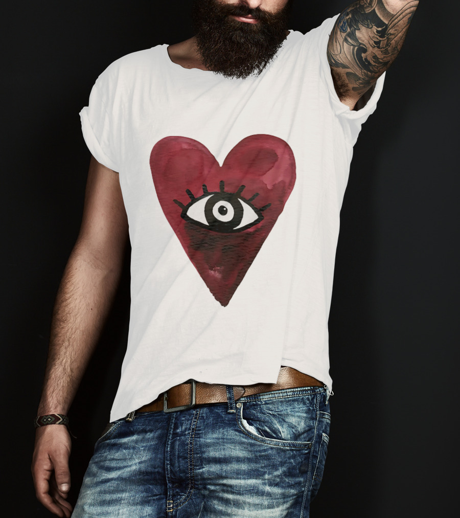 Burgundy Hearts Club Eye Retro T-Shirt