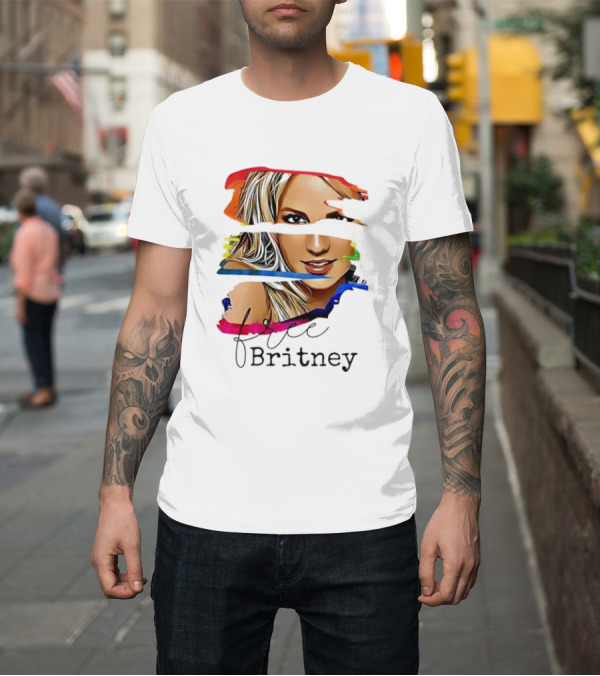 Shirt: Free Britney Spears Colorful Streak Portrait T-Shirt Free Britney Spears Colorful Streak Portrait T-Shirt