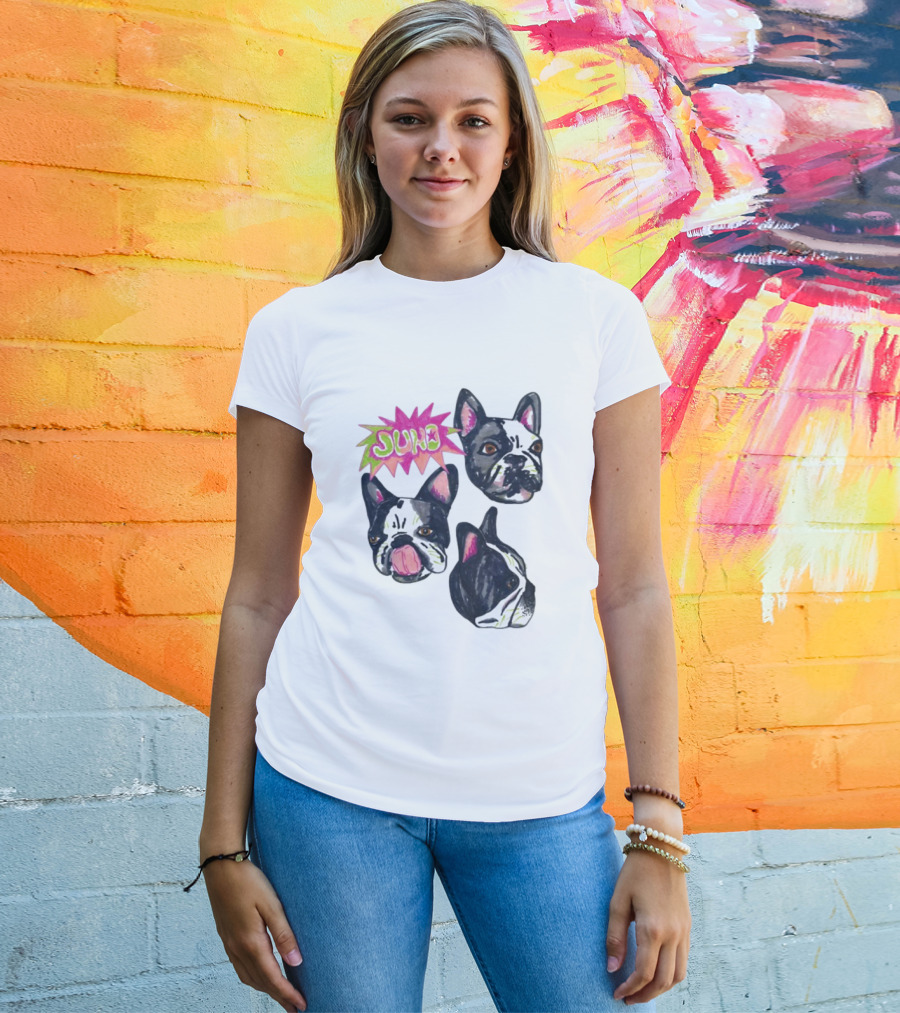 Kel Lauren Remi Wolf Juno Dog Faces Colorful Design T-Shirt