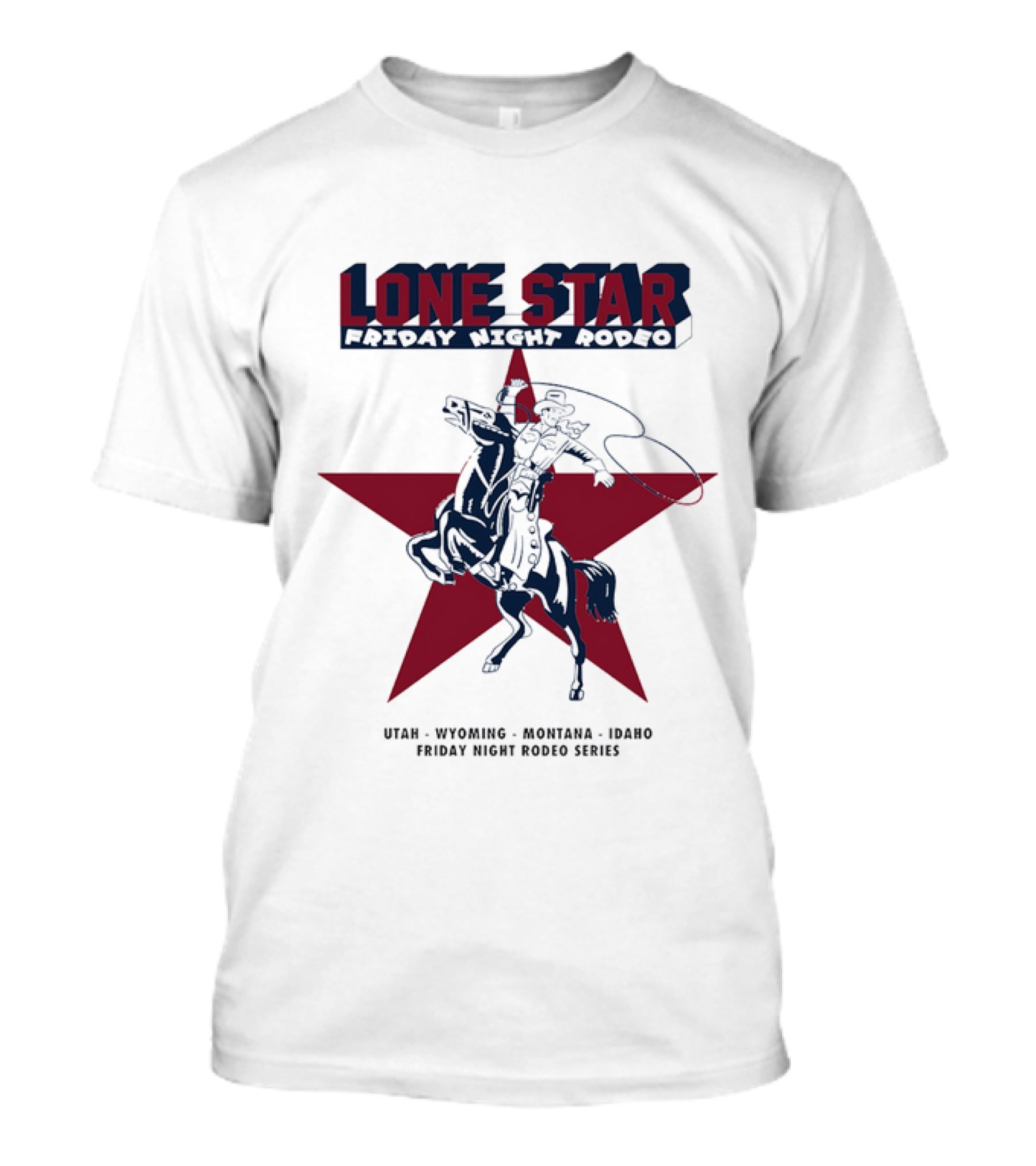 Lone Star Friday Night Rodeo Cowboy Lasso And Red Star T-Shirt