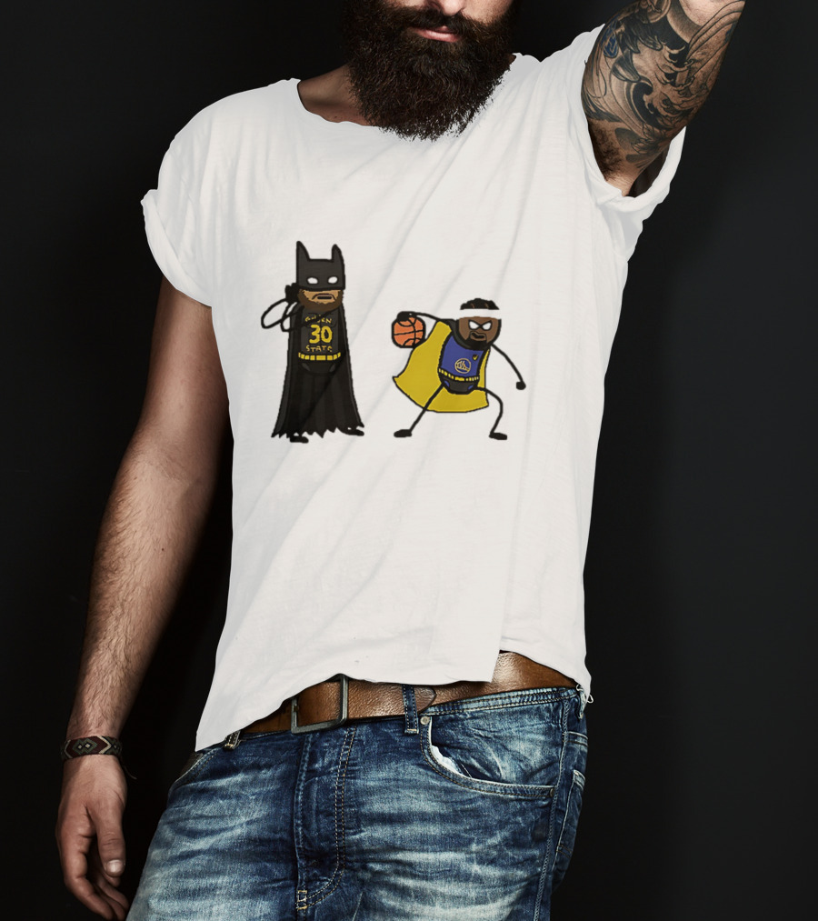 Batman Robin Stephen Curry Jimmy Butler Golden State Warriors Basketball Cartoon T-Shirt
