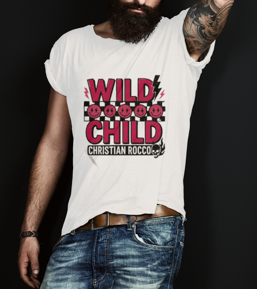 Wild Child Smiles Lightning Emojis Christian Rocco T-Shirt