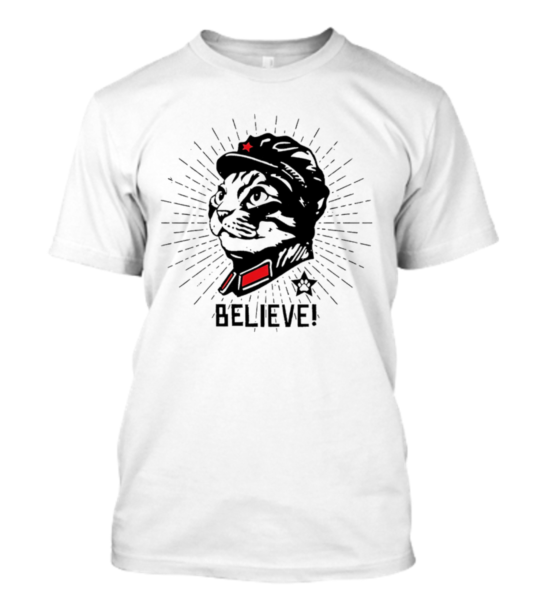 Trust Cat Chairman Believe Red Star Motivational Feline T-Shirt