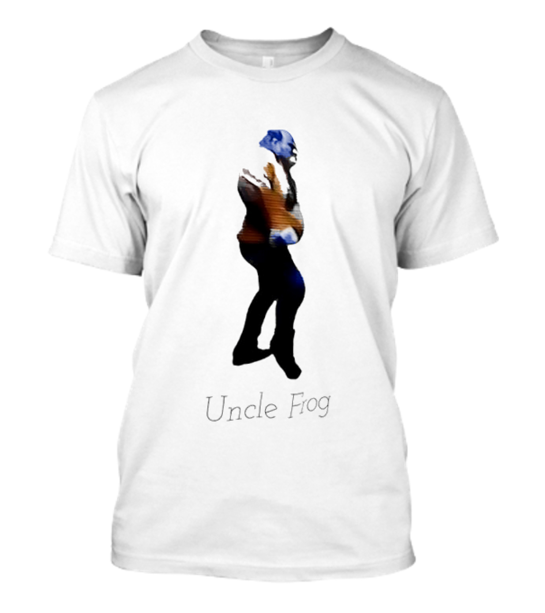 Uncle Frog Vibrant Blue And Orange Silhouette T-Shirt