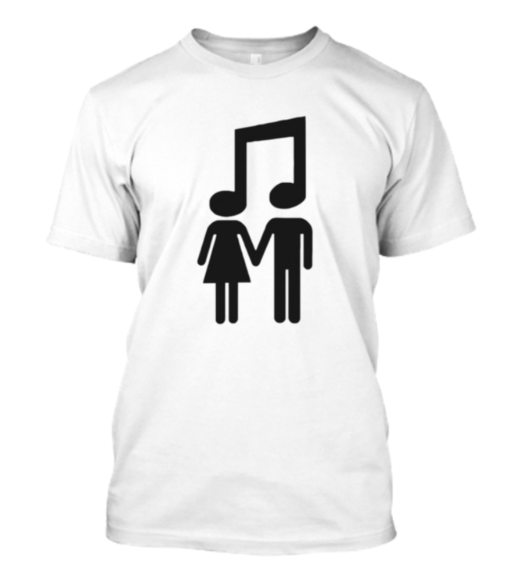 Slechthart Couple Holding Hands Music Note Head Symbols T-Shirt