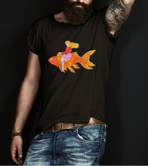 Kate Bollinger Riding A Goldfish In A Whimsical Style T-Shirt