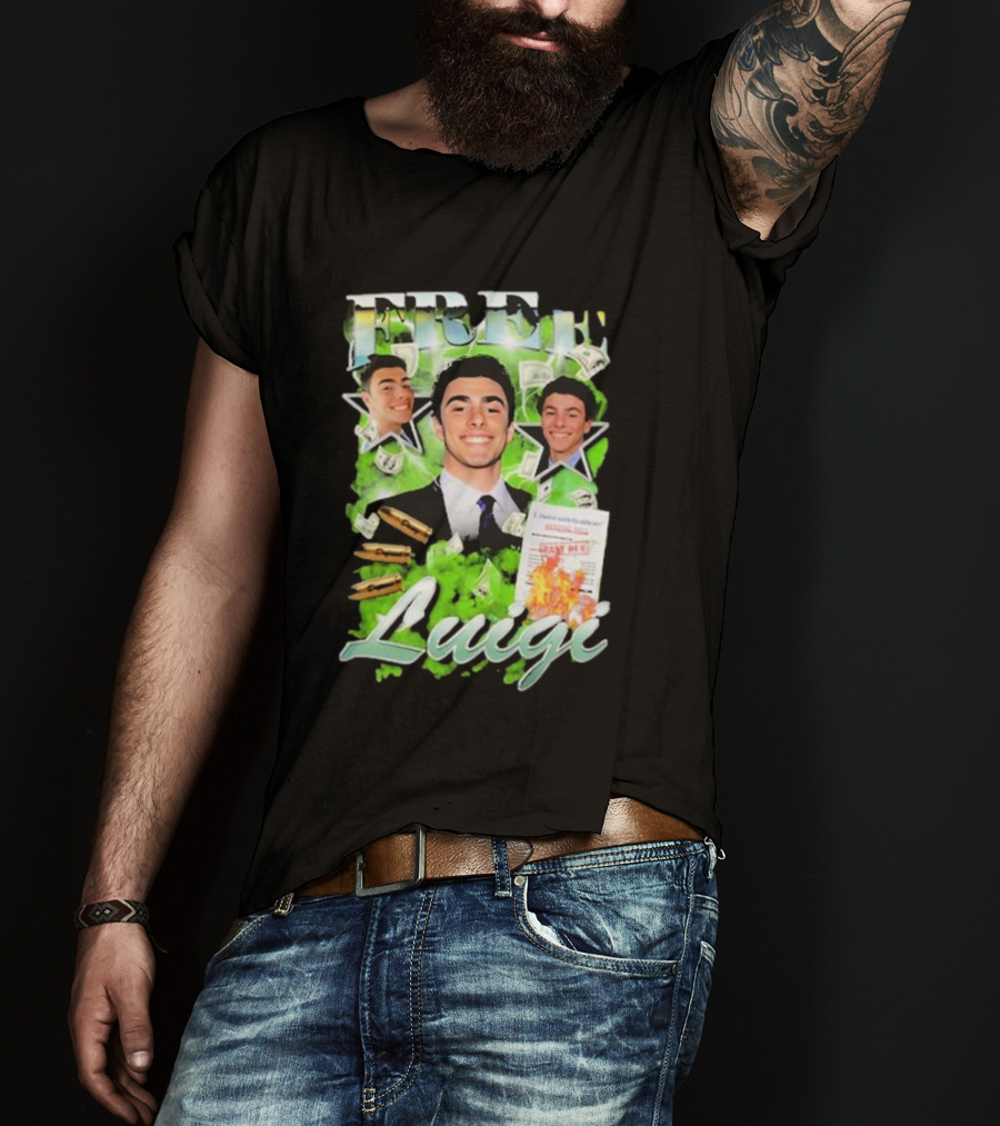 Free Luigi Keiajah Concert Green Money Stars T-Shirt