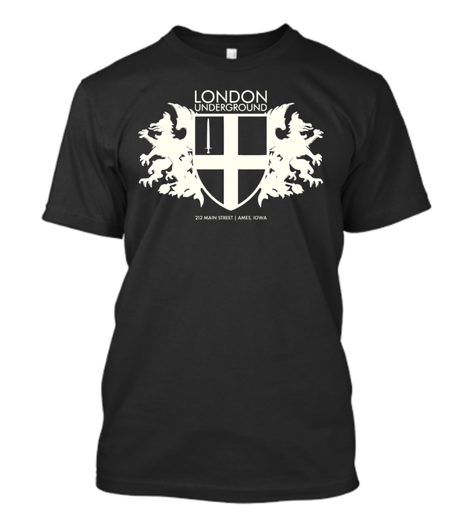 London Underground 232 Main Street Ames Iowa Heraldic Crest Design T-Shirt