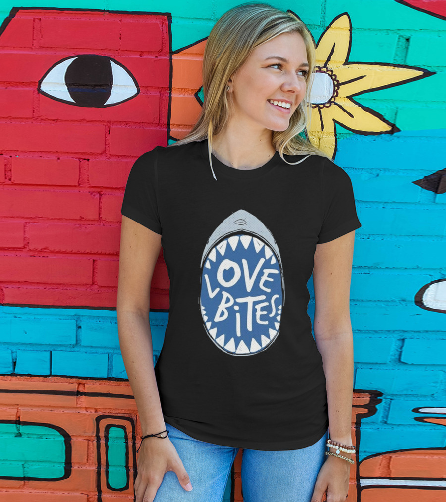 Love Bites Shark Mouth Teeth Graphic T-Shirt