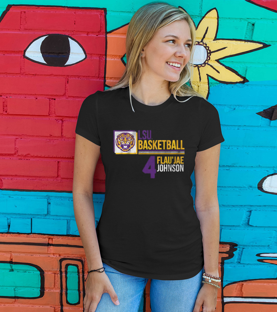 LSU Basketball Flau’Jae Johnson 4 Tiger Logo T-Shirt