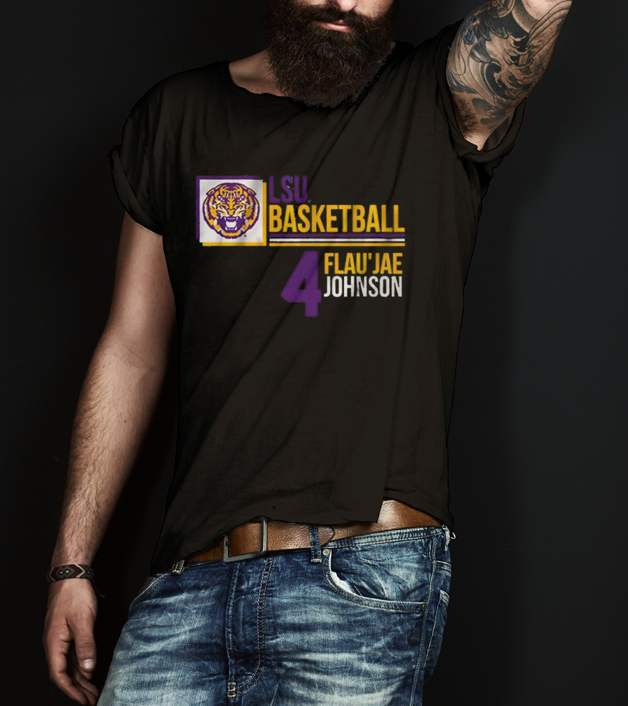 LSU Basketball Flau’Jae Johnson 4 Tiger Logo T-Shirt
