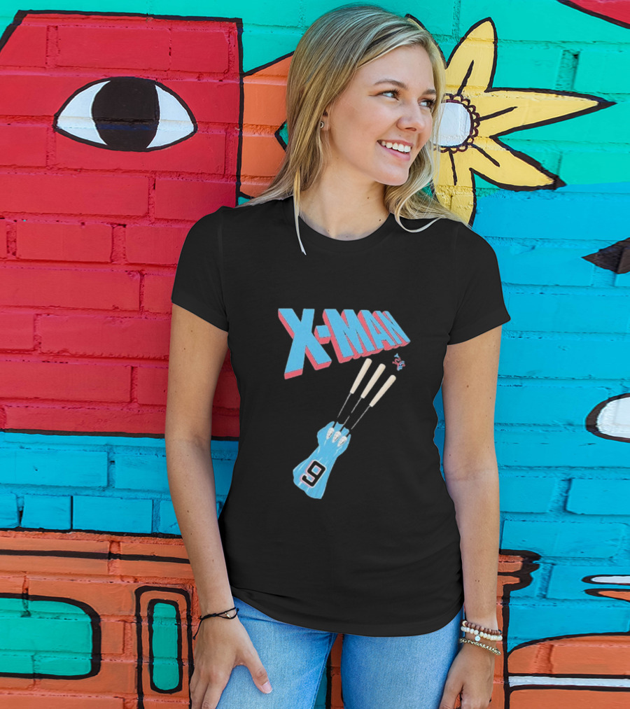 X-Man Miami Marlins Baseball Number 9 Batting Glove T-Shirt