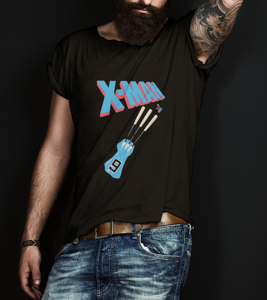 X-Man Miami Marlins Baseball Number 9 Batting Glove T-Shirt