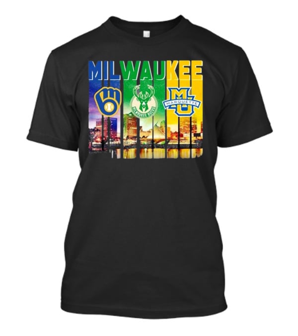 Milwaukee Brewers Bucks Marquette City Skyline Theme T-Shirt