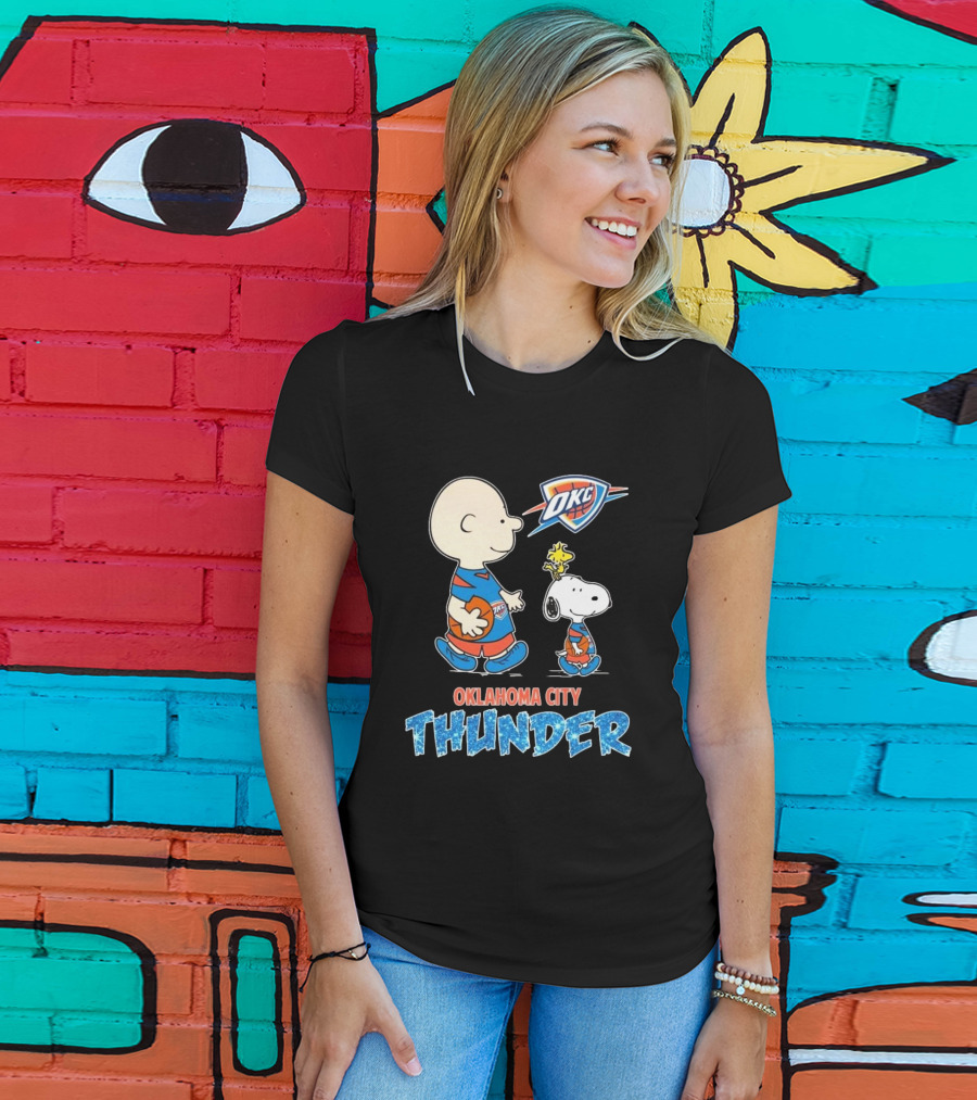 Oklahoma City Thunder Peanuts Snoopy 2025 OKC Basketball Woodstock T-Shirt