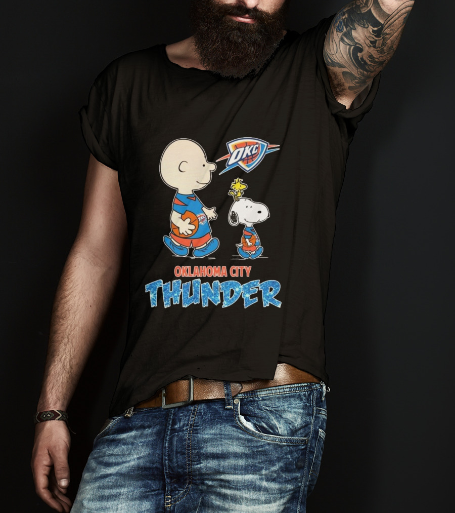 Oklahoma City Thunder Peanuts Snoopy 2025 OKC Basketball Woodstock T-Shirt