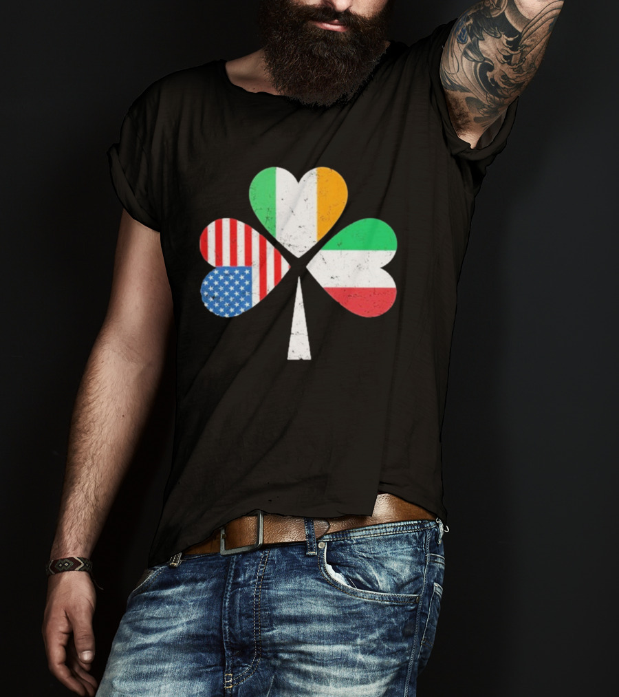 PatrickS Day Clover Ireland USA Italy Flag Trio T-Shirt