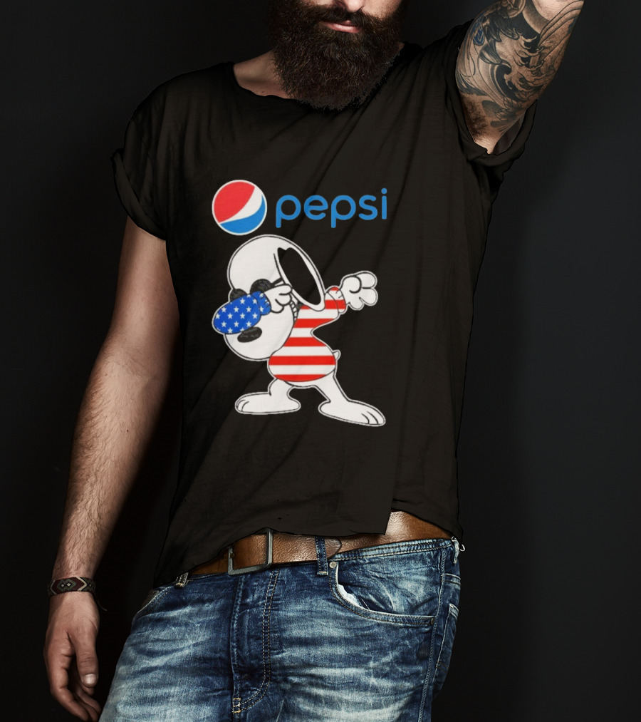 Pepsi Snoopy Dabbing American Flag USA T-Shirt
