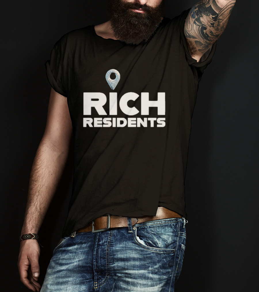 Rich Residents Oversized Diamond Map Pin T-Shirt