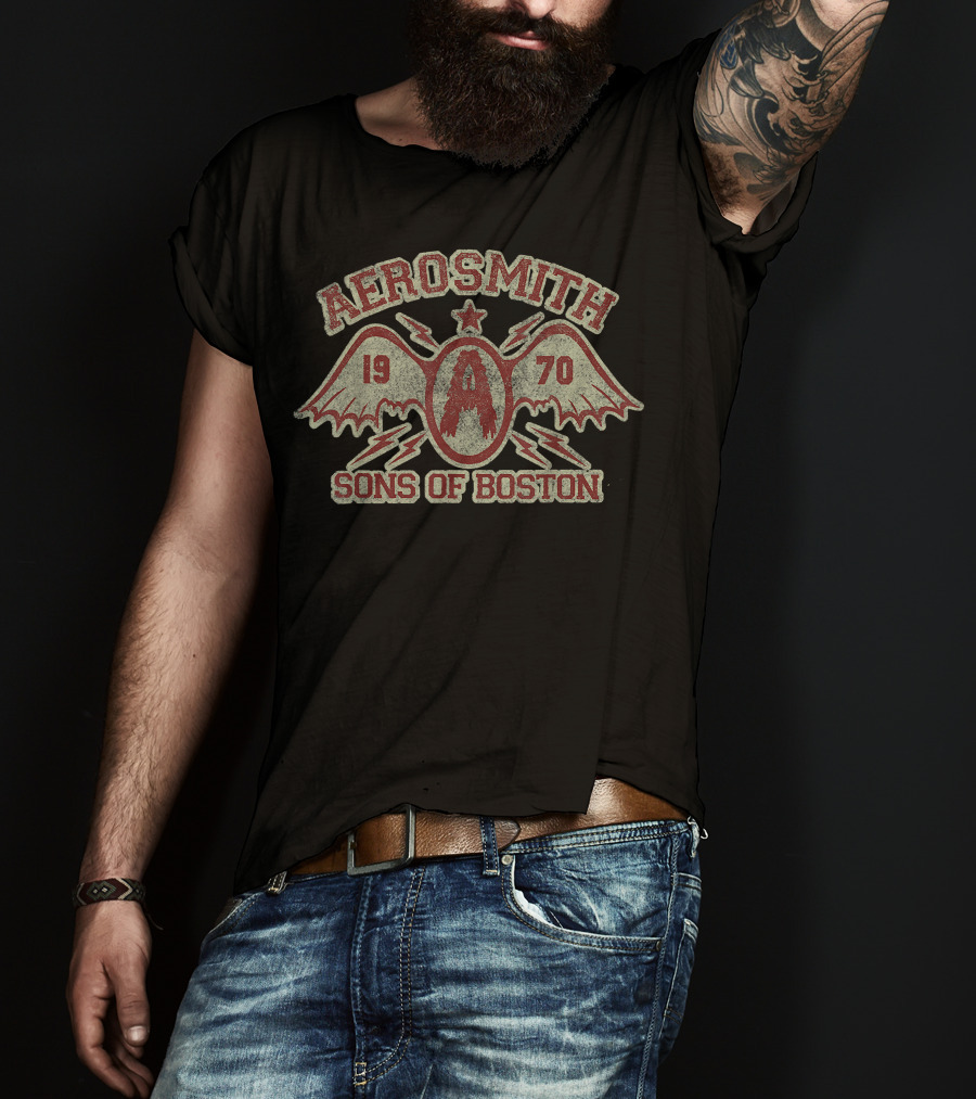Aerosmith 1970 Sons Of Boston Winged Emblem T-Shirt
