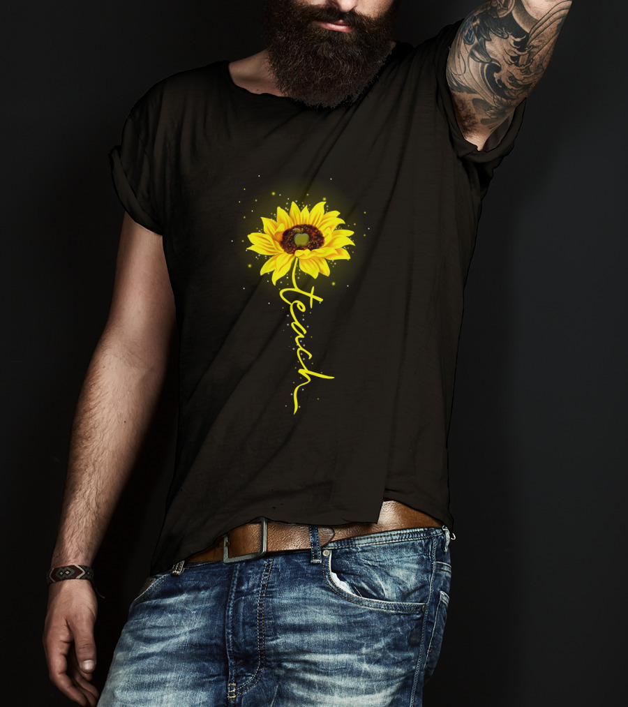 Sunflower Blossom With Teach Script T-Shirt