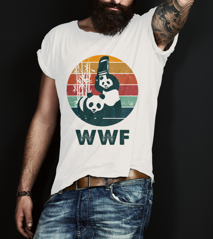 WWF Panda Retro Bamboo Scene T-Shirt