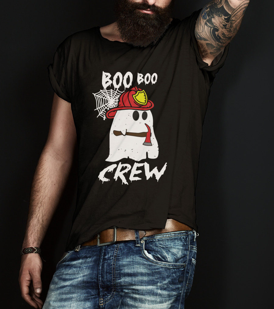 Boo Boo Firefighter Crew Ghost With Axe And Helmet T-Shirt