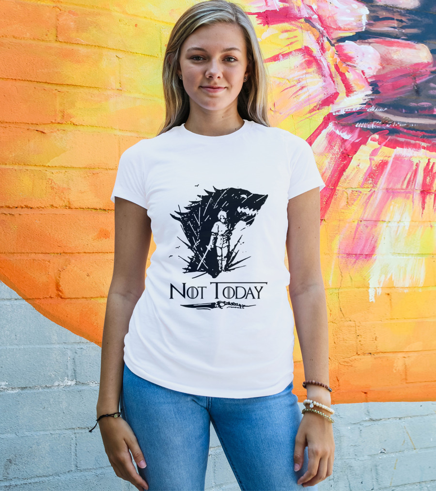 Not Today Sword Character With Direwolf Shadow T-Shirt