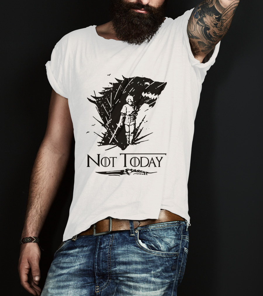 Not Today Sword Character With Direwolf Shadow T-Shirt