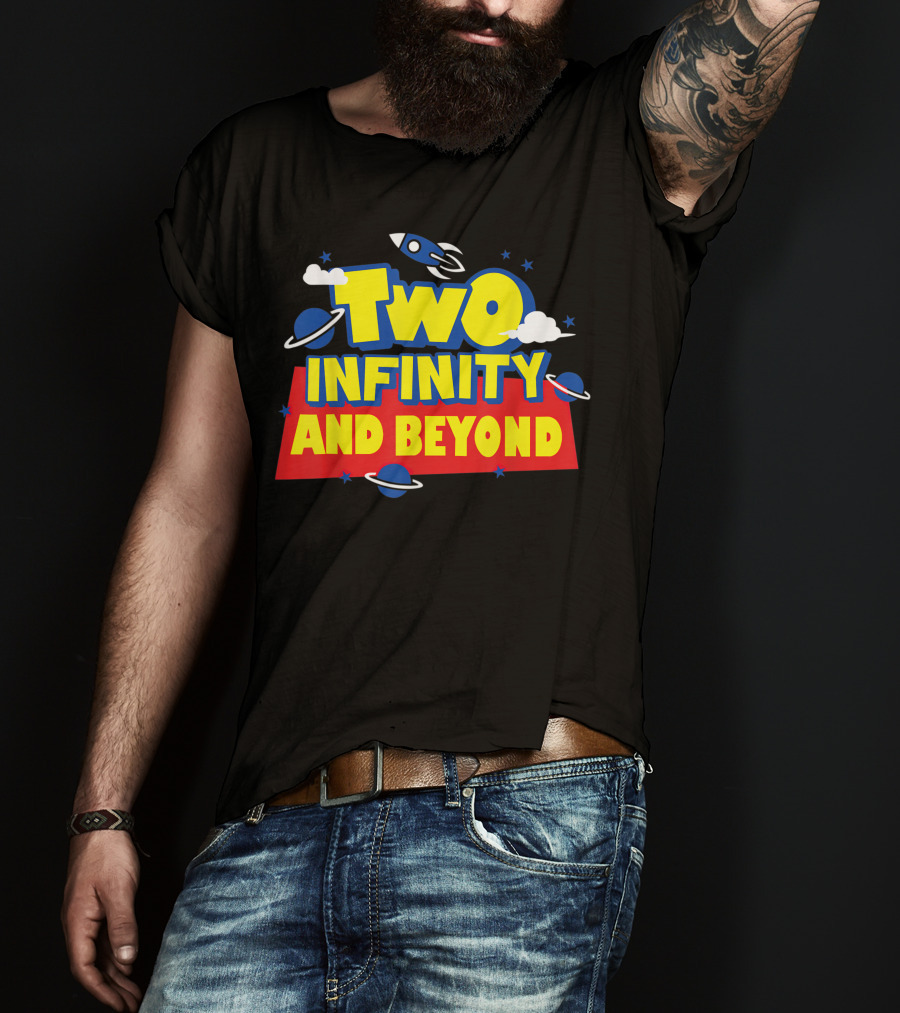 Two Infinity And Beyond 2nd Birthday Rocket And Planets T-Shirt