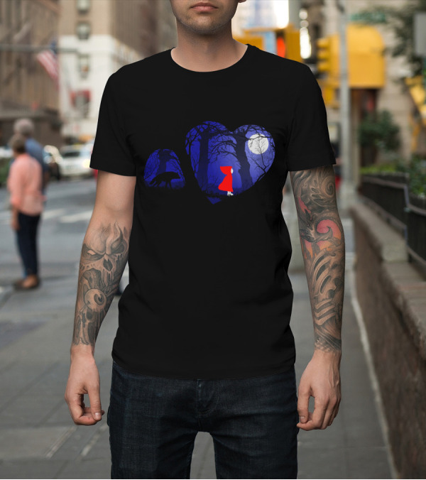 Shirt: Red Riding Hood Dusk In The Woods Wolf Moonlit Night T-Shirt Red Riding Hood Dusk In The Woods Wolf Moonlit Night T-Shirt