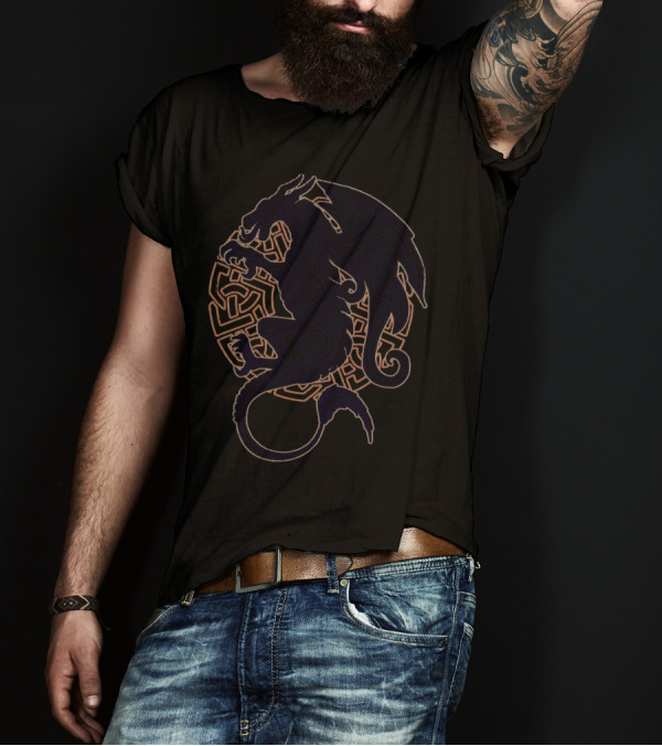 Celtic Dragon Tattoo Art In Intricate Knotwork T-Shirt