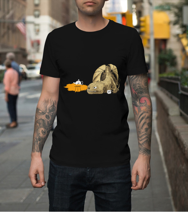 Shirt: Dragon Brewing Tea with Bag and Teapot T-Shirt Dragon Brewing Tea with Bag and Teapot T-Shirt