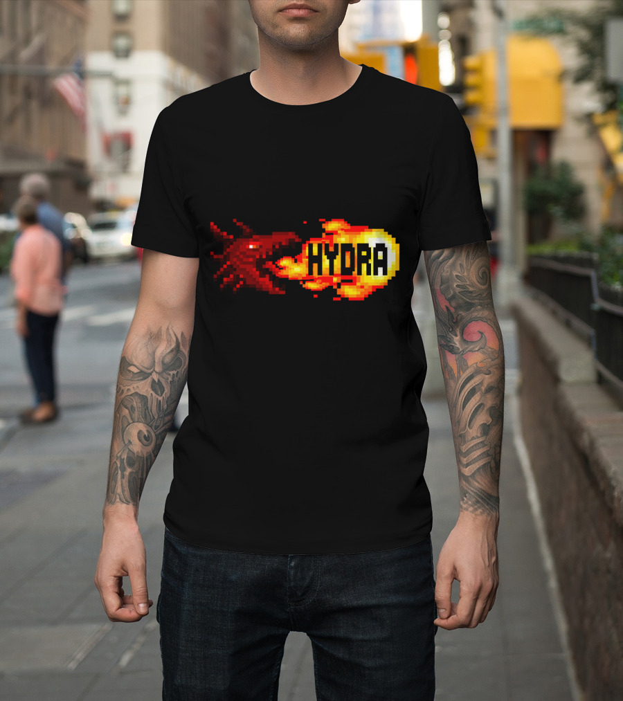 LilRedHydra Pixel Art Fire-Breathing Dragon Hydra T-Shirt