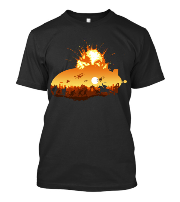World War 1 Horse Unicorn Battle Explosion Scene T-Shirt