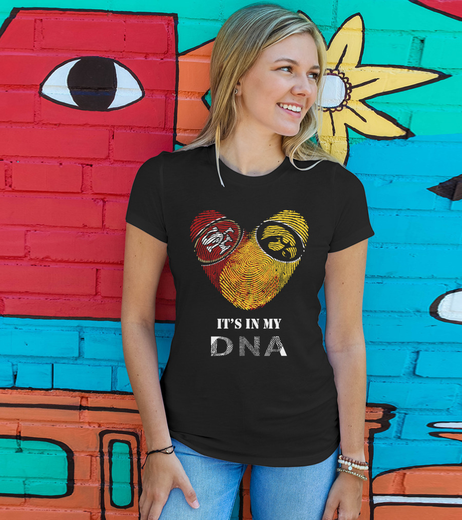 49ers Iowa Hawkeyes Dna Heart Fingerprint T-Shirt
