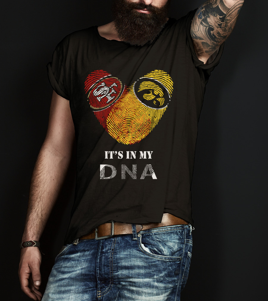 49ers Iowa Hawkeyes Dna Heart Fingerprint T-Shirt