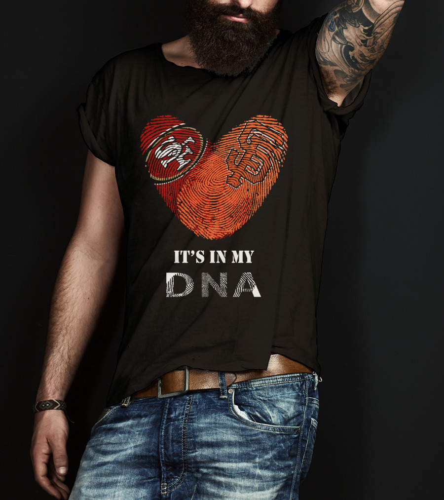 49ers Giants Heart Fingerprint DNA T-Shirt
