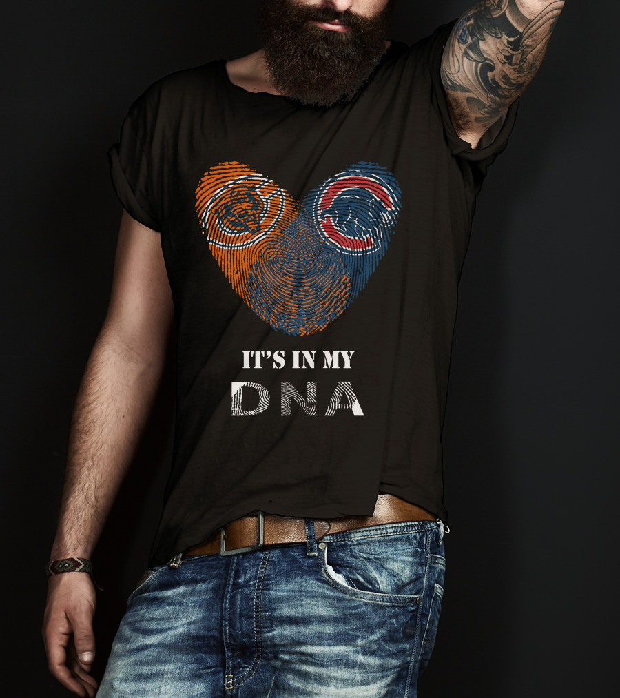 Chicago Bears Cubs It's In My Dna Fingerprint Heart T-Shirt