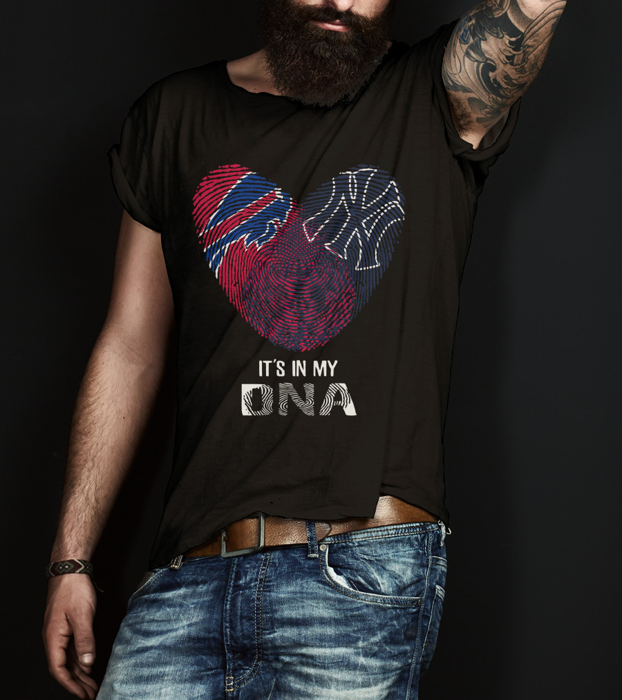 Bills Yankees It's In My DNA Fingerprint Heart T-Shirt