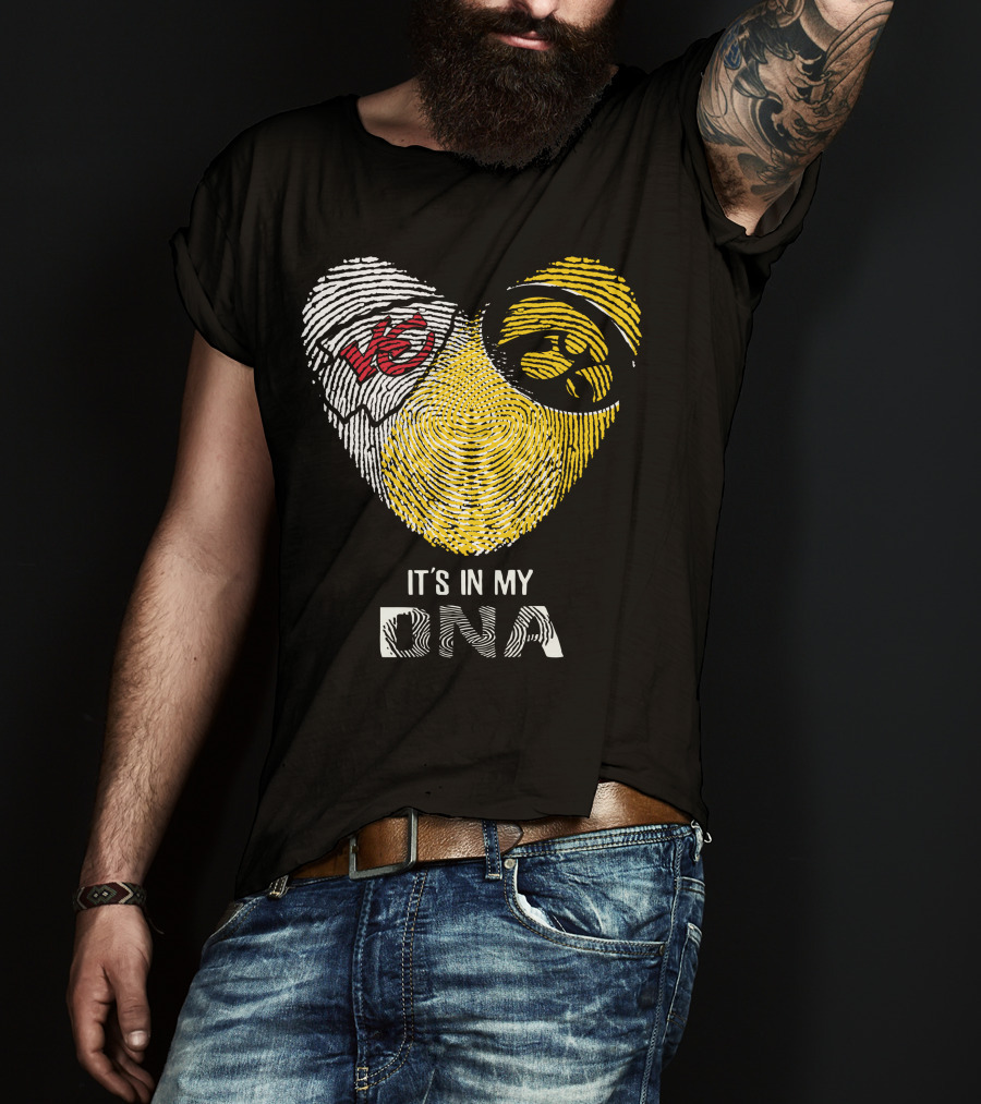 Chiefs Hawkeyes Heart Fingerprint It's In My DNA T-Shirt
