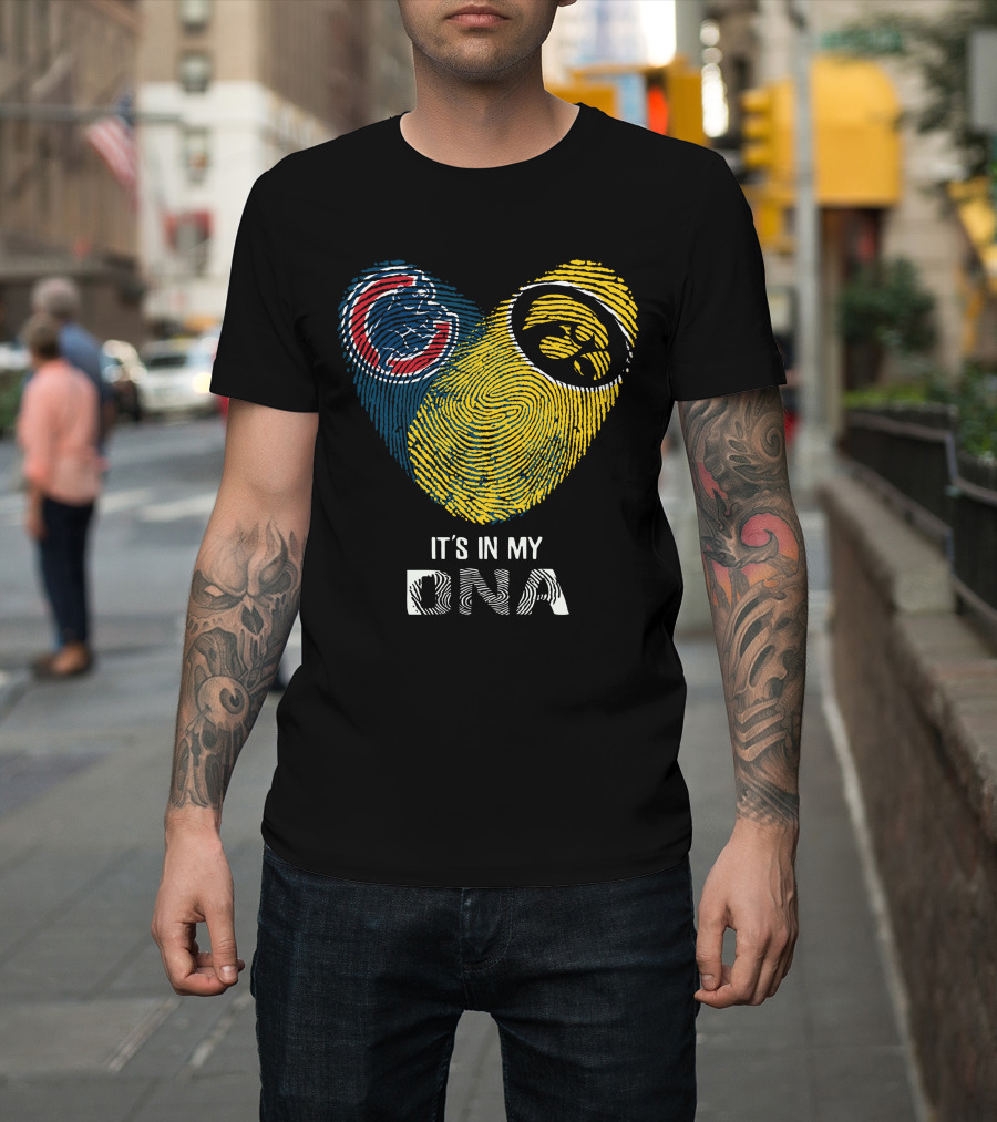 Chicago Cubs Iowa Hawkeyes It's In My Dna Fingerprint Heart T-Shirt
